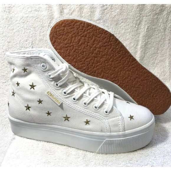 NWOT Superga 2705 Embroidered Platform High Top Sneaker In Stars - Picture 2 of 3